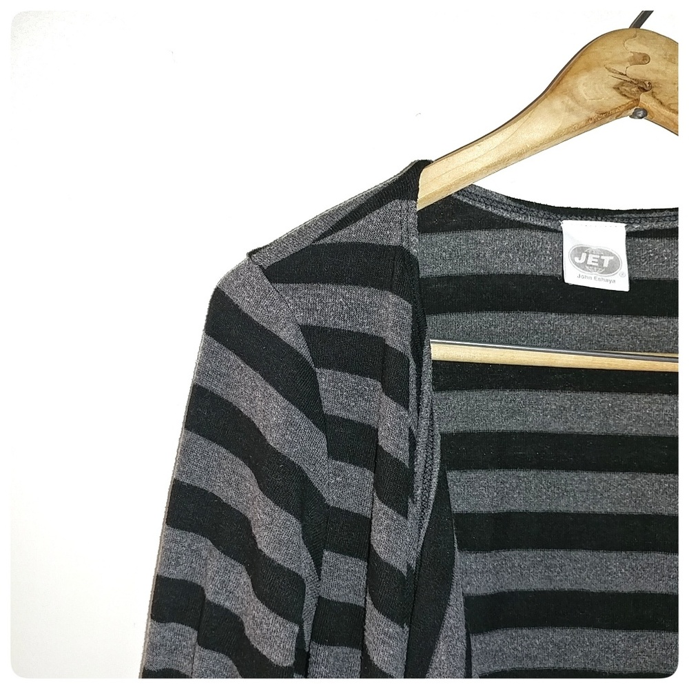 JET John Eshaya Striped Long Sleeve Cardigan Black - Picture 5 of 6